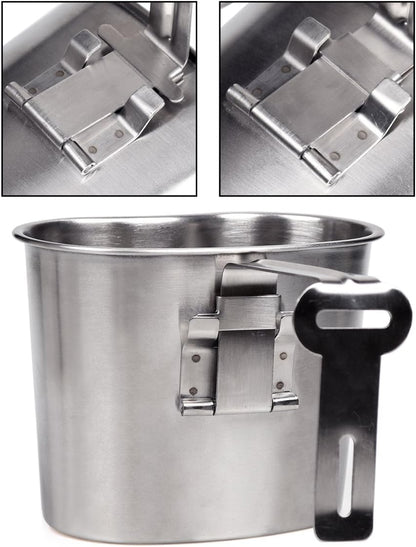 Stainless Steel WWII US Army Canteen Water Bottler Military Canteen Kit 1QT with 0.5QT Cup Nylon Pouch G.I.