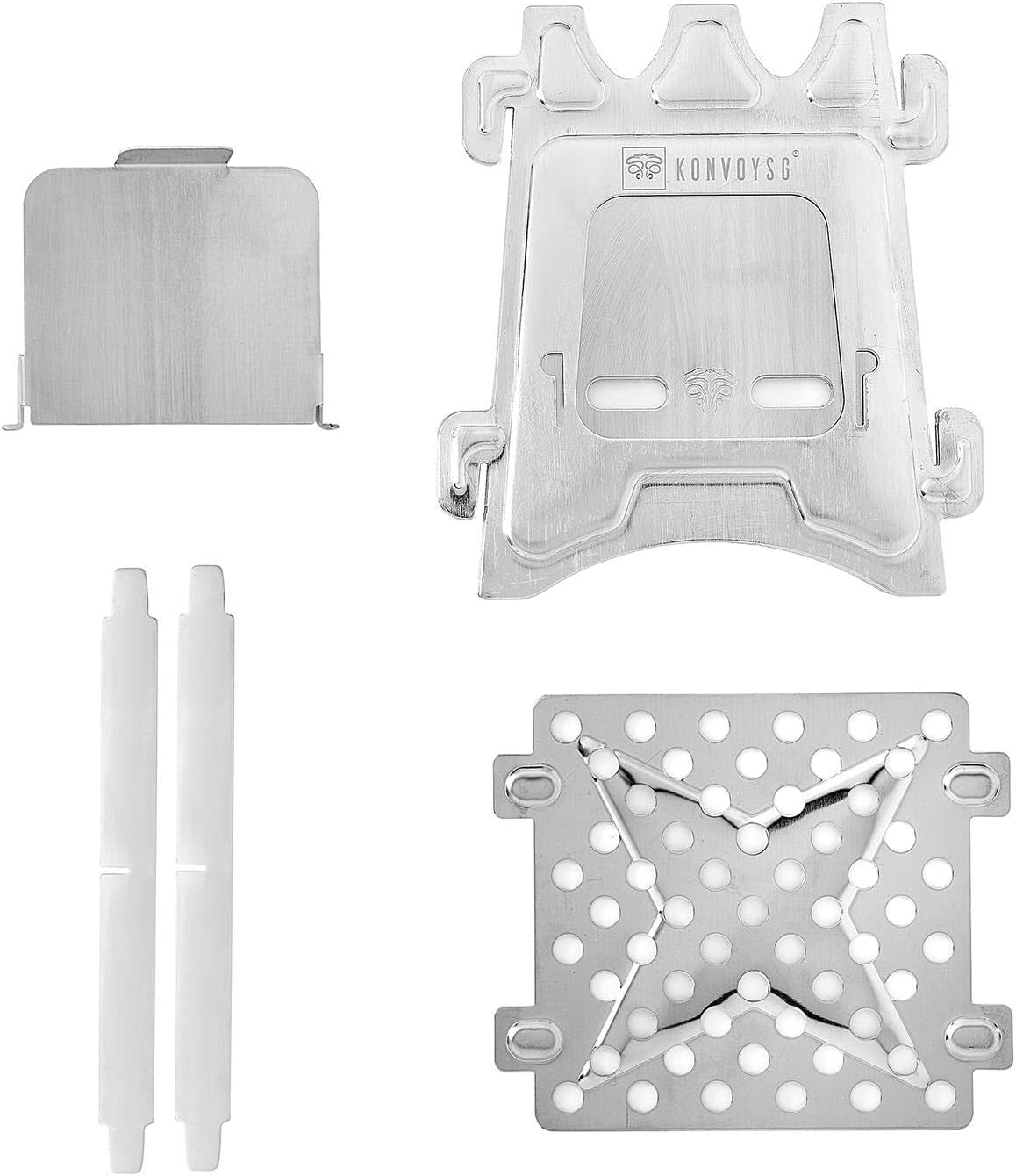 Wood Burning, Stainless Steel, Camping Stove.Compact Folding Collapsible and Lightweight. Ideal for Backpacking or Camping with Leather Carry Pouch