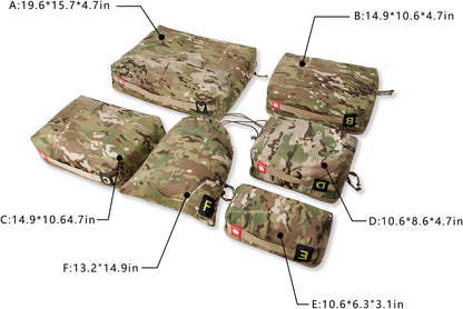 Tactical Packing Cubes,Camo Packing Cubes,Luggage Set Packing Organization Travel Accessories,Ykk Zipper Water-Resistant,Military Standard Travel Organizer Bag(Multicam) 6-PACKS